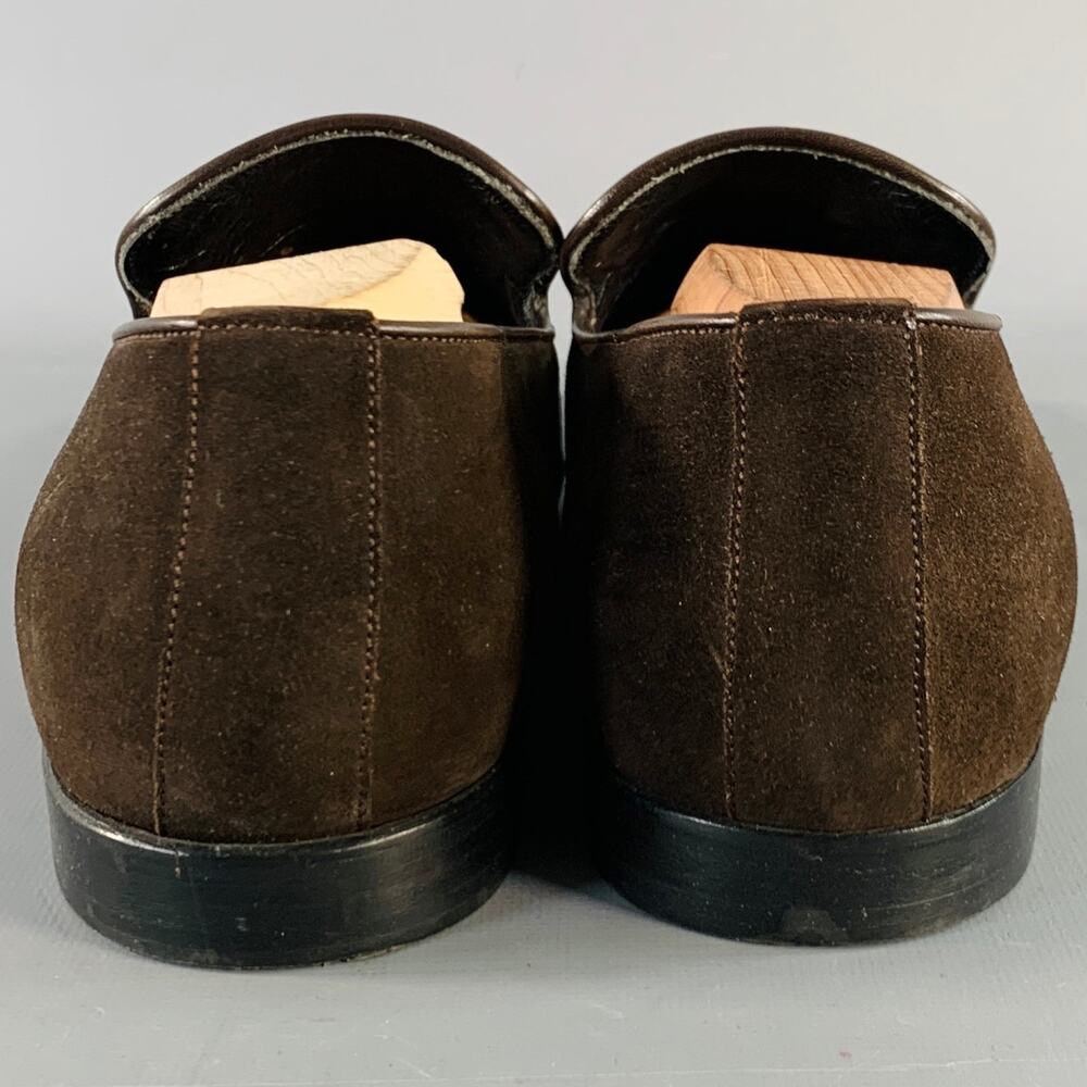GUCCI Size 10 Chocolate Brown Suede Tassels Loafers - Picture 3 of 10